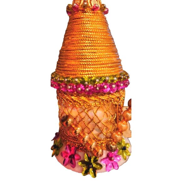 Vintage Handmade Push Pin Christmas Ornament Mid Century Retro Kitsch Hours of W - Picture 2 of 12